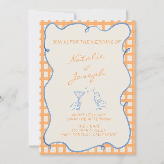 Handgemalte Whimsikfarben in einer Hochzeit Einladung (Vorderseite)