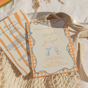 Handgemalte Whimsikfarben in einer Hochzeit Einladung