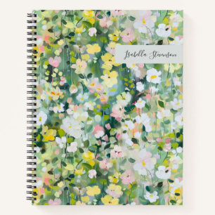 Handgemalte Wildblume Personalisiert grün Notizblock