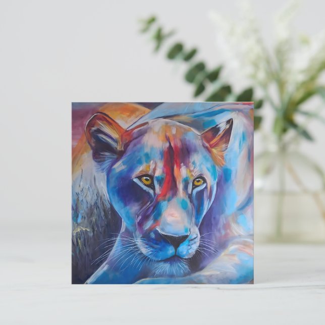 Handgemalte Wildkatzen-Portrait (Stehend Vorderseite)