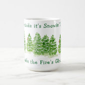 Handgemalte Winterbäume Draußen Schnee Feuer Glühe Kaffeetasse (Mittel)