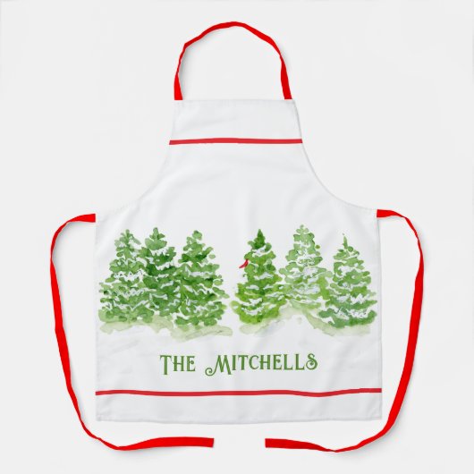 Handgemalte Winterbaumen PERSONALISIEREN NAME Schürze (Vorderseite)