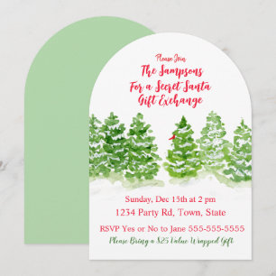 Handgemalte Winterbaumen SECRET SANTA Einladung