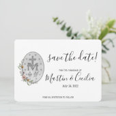 Handgemalte, wunderbare Medaillenkarte Save the Da Save The Date (Stehend Vorderseite)