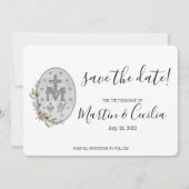 Handgemalte, wunderbare Medaillenkarte Save the Da Save The Date (Vorderseite)