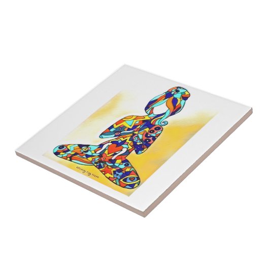 Handgemalte Yogamädchen Keramik-Fliese Fliese (Seite)