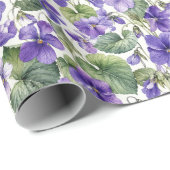 Handgemalte zarte violette Botanicals Geschenkpapier (Rolleneckpunkt)