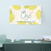 Handgemalte Zitrone und Pink-Karo zum ersten Gebur Banner (Messeveranstaltung)