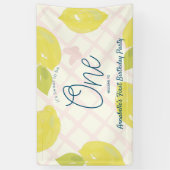 Handgemalte Zitrone und Pink-Karo zum ersten Gebur Banner (Vertikal)