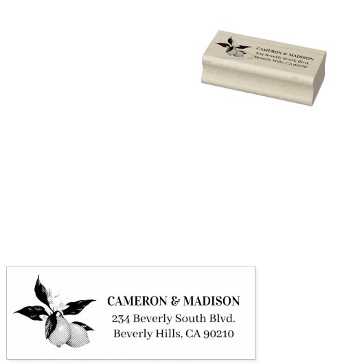 Handgemalte Zitronen mit Blume Hochzeit Gummistempel (Stempel)