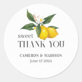 Handgemalte Zitronen mit Blume Hochzeit Runder Aufkleber (Vorderseite)