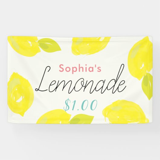 Handgemalte Zitronenfrüchte Zitrusfrüchte Lemonade Banner (Horizontal)