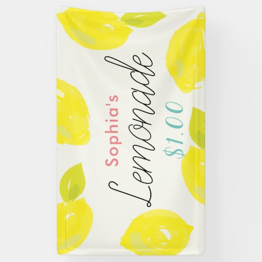 Handgemalte Zitronenfrüchte Zitrusfrüchte Lemonade Banner (Vertikal)
