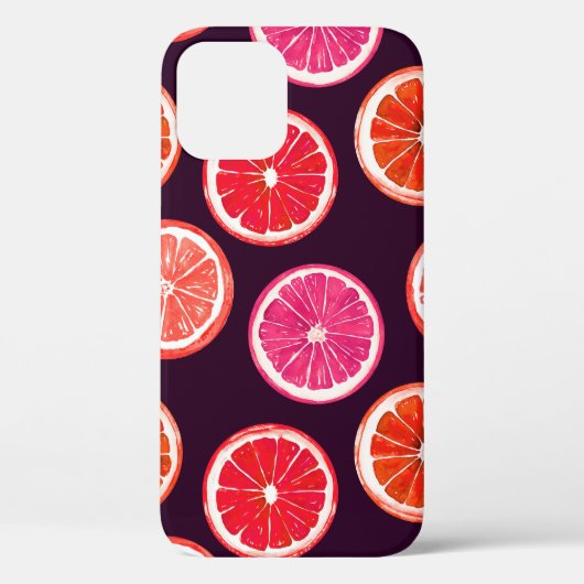 Handgemalte Zitrusfrüchte, dunkles Muster Case-Mate iPhone Hülle (Rückseite)