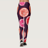 Handgemalte Zitrusfrüchte, dunkles Muster Leggings (Rückseite)