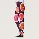 Handgemalte Zitrusfrüchte, dunkles Muster Leggings (Links)
