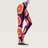 Handgemalte Zitrusfrüchte, dunkles Muster Leggings (Rechts)