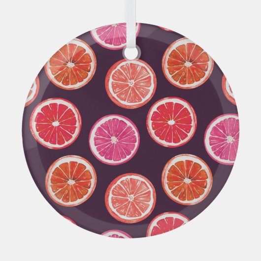 Handgemalte Zitrusfrüchte, dunkles Muster Ornament Aus Glas (Vorderseite)