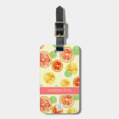 Handgemalte Zitrusfrüchte Orange Limone Scheiben W Gepäckanhänger (Vorderseite vertikal)