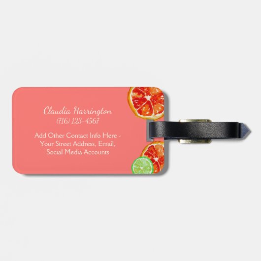 Handgemalte Zitrusfrüchte Orange Limone Scheiben W Gepäckanhänger (Rückseite horizontal)