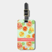 Handgemalte Zitrusfrüchte Orange Limone Scheiben W Gepäckanhänger (Vorderseite vertikal)