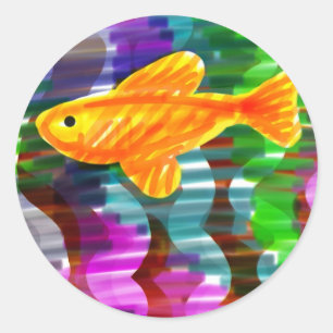 Handgemalter Fisch-Aufkleber Runder Aufkleber