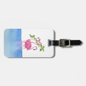 Handgemalter Flamingo des eleganten rosa Aquarells Gepäckanhänger (Vorderseite horizontal)