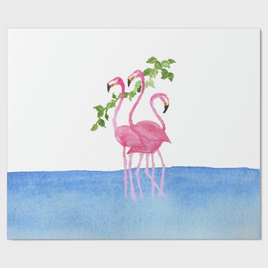 Handgemalter Flamingo des eleganten rosa Aquarells Geschenkpapier (Flach)