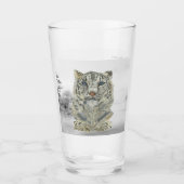 Handgemalter gefährdeter Schneeleopard Glas (Vorderseite)
