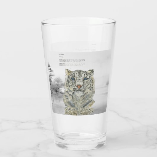 Handgemalter gefährdeter Schneeleopard Glas (Rückseite)