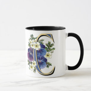 Handgemalter Pansy IInitial - C Tasse