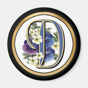 Handgemalter Pansy IInitial - D Magnet
