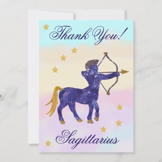 Handgemalter Sagittarius-Geburtstags-Dankeschön Dankeskarte (Vorderseite)