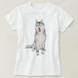Handgemalter Sibirischer Husky-Hund T-Shirt