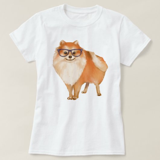 Handgemalter Spitz Pup Dog T-Shirt (Design vorne)