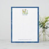 Handgemaltes Aquarell-Blumenmuster-Briefkopf Briefbogen (Stehend Vorderseite)
