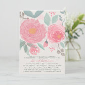 Handgemaltes Aquarell Braut oder Babyparty Einladung (Stehend Vorderseite)