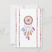 Handgemaltes Aquarell Dreamcatcher bördelt Feder Einladung (Rückseite)
