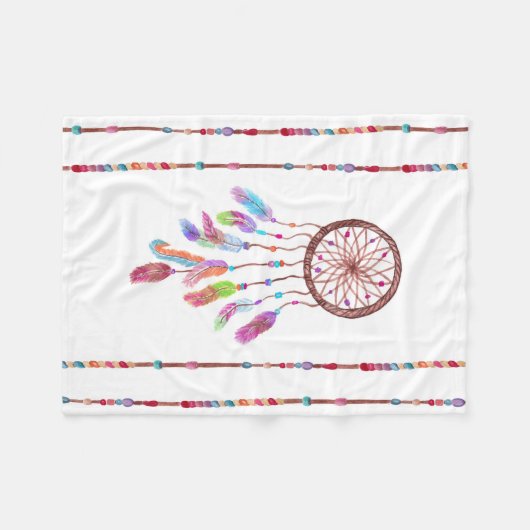 Handgemaltes Aquarell Dreamcatcher bördelt Feder Fleecedecke (Vorderseite (Horizontal))