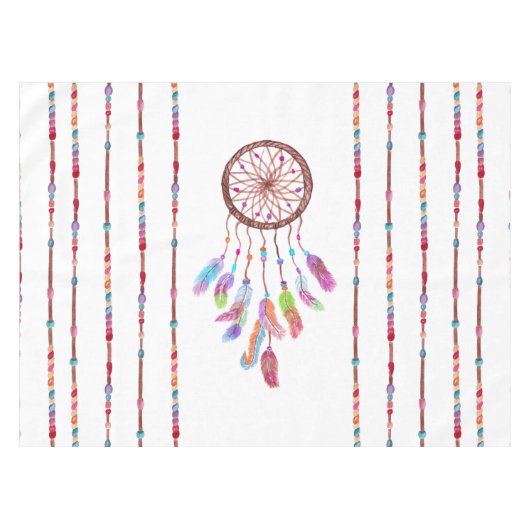 Handgemaltes Aquarell Dreamcatcher bördelt Feder Tischdecke (Vorderseite (Horizontal))