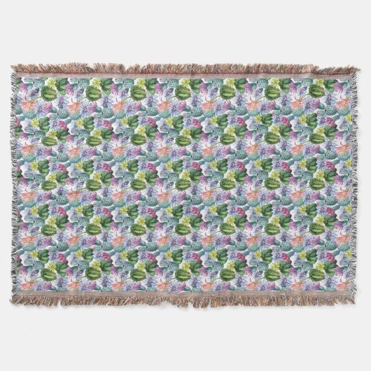Handgemaltes Aquarell-Kaktus-Muster Decke (Vorderseite)