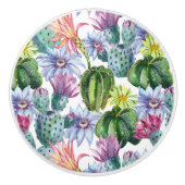 Handgemaltes Aquarell-Kaktus-Muster Keramikknauf (Vorderseite)