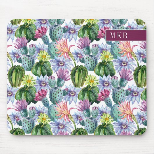 Handgemaltes Aquarell-Kaktus-Muster Mousepad (Vorne)