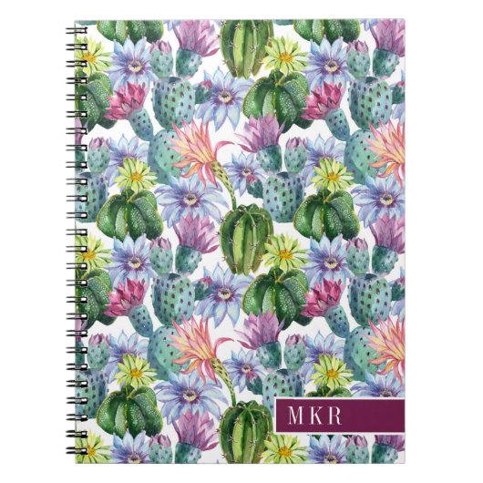 Handgemaltes Aquarell-Kaktus-Muster Notizblock (Vorderseite)