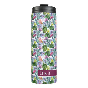 Handgemaltes Aquarell-Kaktus-Muster Thermosbecher