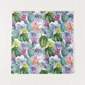 Handgemaltes Aquarell-Kaktus-Muster Wandteppich (Vorderseite (Horizontal))