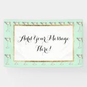 Handgemaltes Aquarell-olivgrünes Martini-Cocktail Banner (Horizontal)