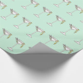 Handgemaltes Aquarell-olivgrünes Martini-Cocktail Geschenkpapier (Ecke)