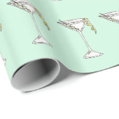 Handgemaltes Aquarell-olivgrünes Martini-Cocktail Geschenkpapier (Rolleneckpunkt)