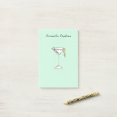Handgemaltes Aquarell-olivgrünes Martini-Cocktail Post-it Klebezettel (Auf Schreibtisch)